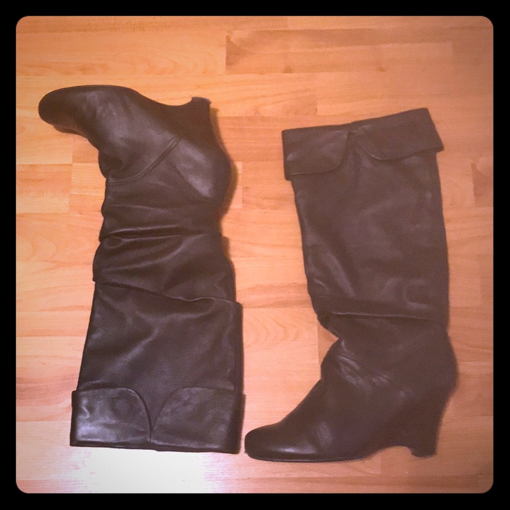 Naughty Monkey Chocolate brown leather boots.